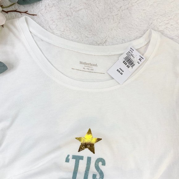 Motherhood Maternity Holiday Long Sleeve T-Shirt White Extra Large - Picture 8 of 8